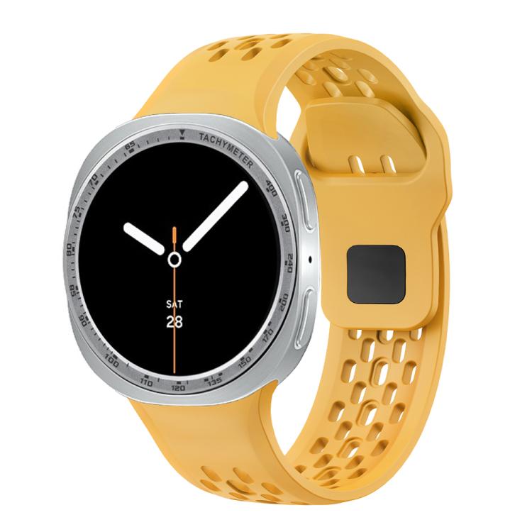 For Samsung Galaxy Watch8 44mm Speed Bezel and Black Reverse Buckle Silicone Watch Band(Yellow Silver) - free shipping - PMC TechLife - Order now!