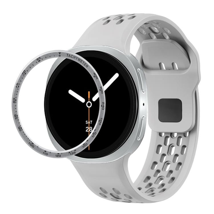 For Samsung Galaxy Watch8 44mm Speed Bezel and Black Reverse Buckle Silicone Watch Band(Gray Silver) - free shipping - PMC TechLife - Order now!