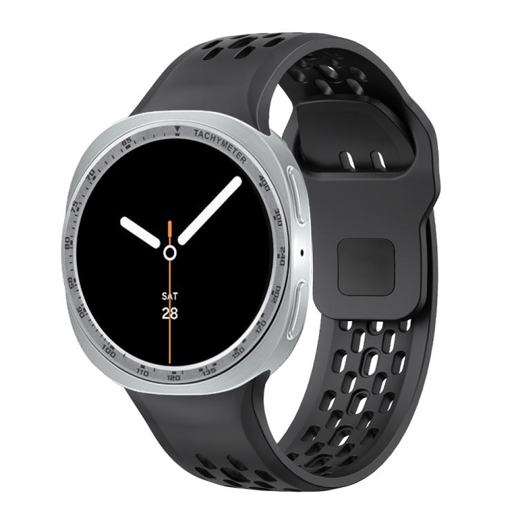 For Samsung Galaxy Watch8 44mm Speed Bezel and Black Reverse Buckle Silicone Watch Band(Black Silver) - free shipping - PMC TechLife - Order now!