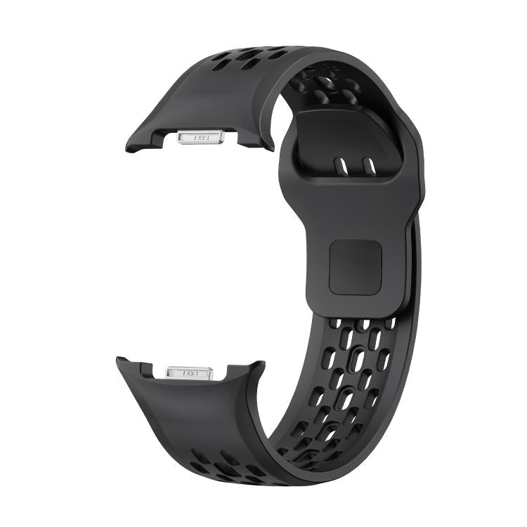 For Samsung Galaxy Watch8 44mm Speed Bezel and Black Reverse Buckle Silicone Watch Band(Black Silver) - free shipping - PMC TechLife - Order now!