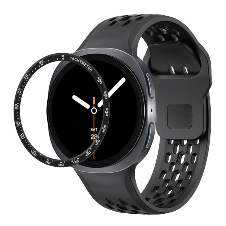 For Samsung Galaxy Watch8 44mm Speed Bezel and Black Reverse Buckle Silicone Watch Band(Black Black) - free shipping - PMC TechLife - Order now!