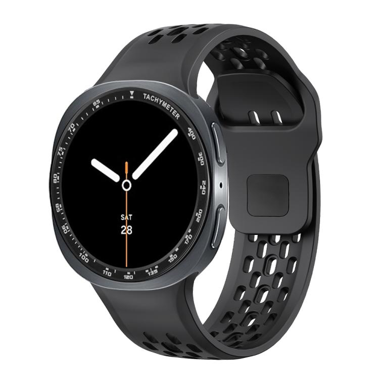 For Samsung Galaxy Watch8 44mm Speed Bezel and Black Reverse Buckle Silicone Watch Band(Black Black) - free shipping - PMC TechLife - Order now!