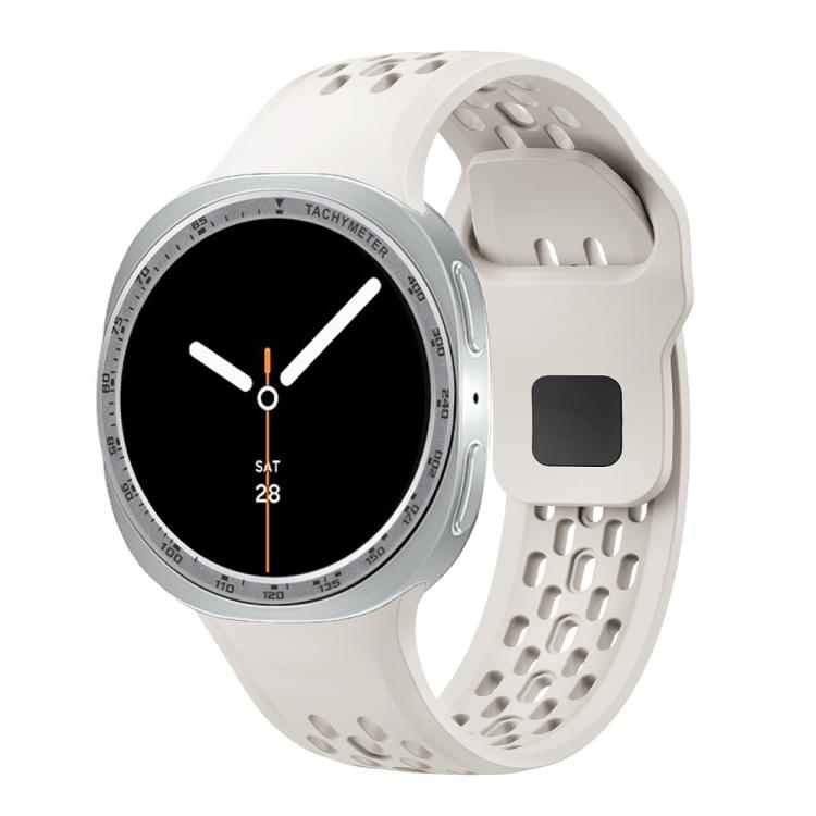 For Samsung Galaxy Watch8 40mm Speed Bezel and Black Reverse Buckle Silicone Watch Band(Beige Silver) - free shipping - PMC TechLife - Order now!