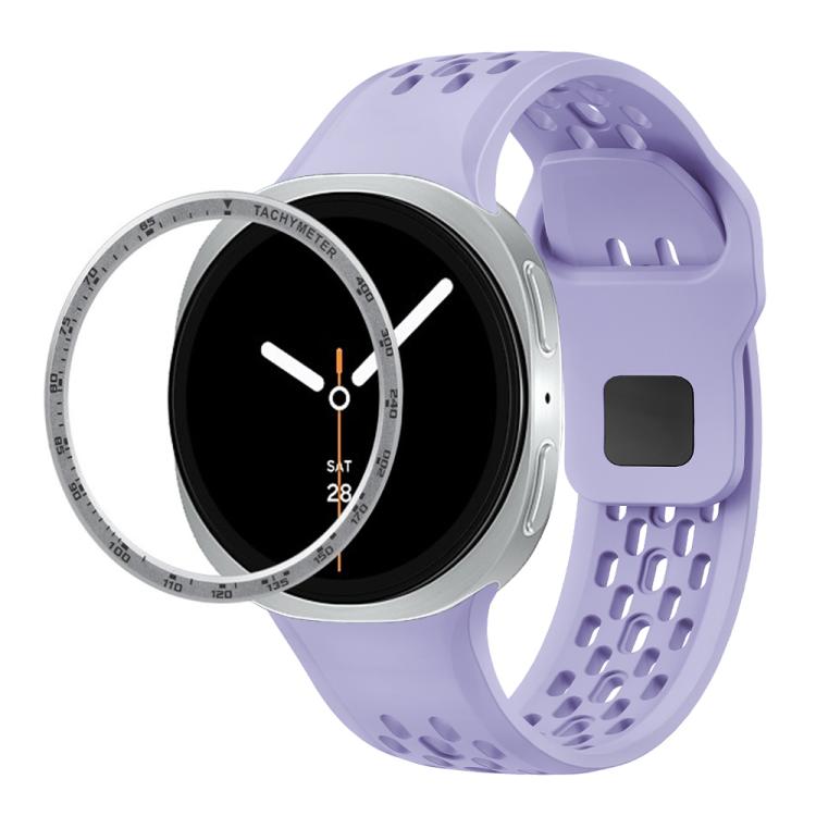 For Samsung Galaxy Watch8 40mm Speed Bezel and Black Reverse Buckle Silicone Watch Band(Purple Silver) - free shipping - PMC TechLife - Order now!