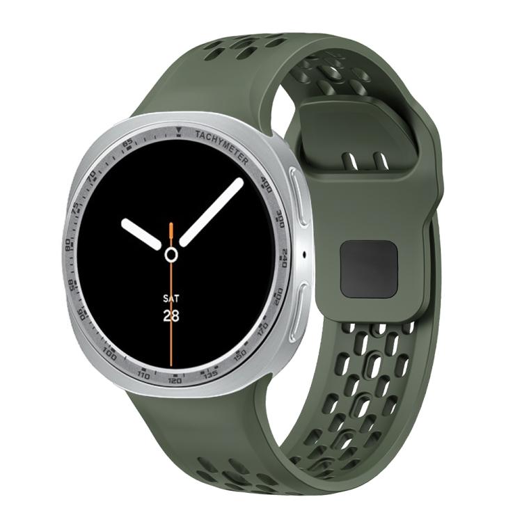 For Samsung Galaxy Watch8 40mm Speed Bezel and Black Reverse Buckle Silicone Watch Band(Army Green Silver) - free shipping - PMC TechLife - Order now!