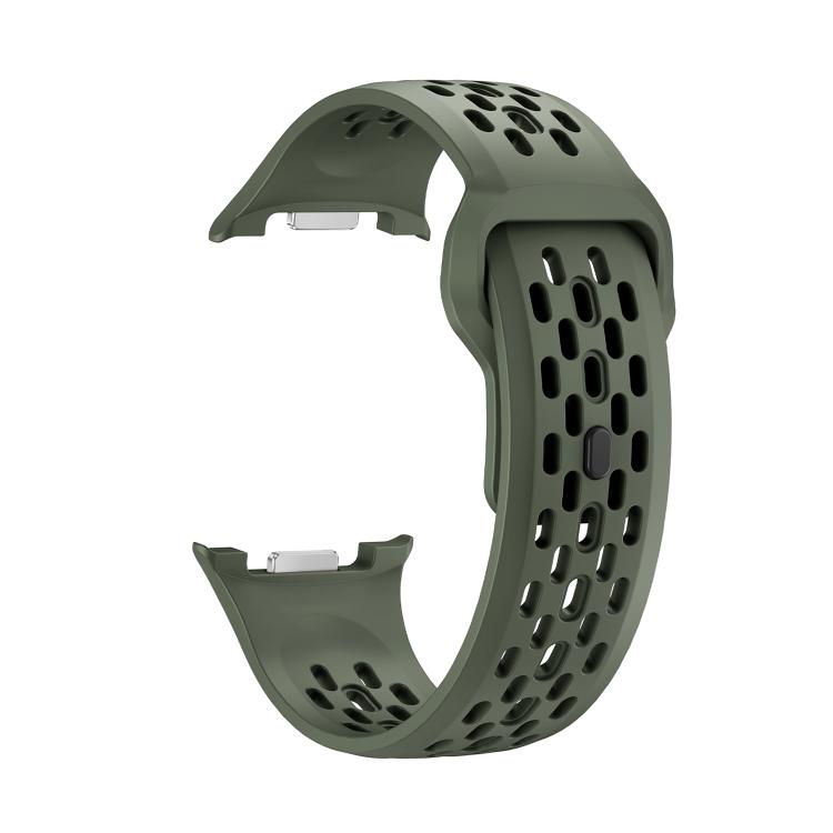 For Samsung Galaxy Watch8 40mm Speed Bezel and Black Reverse Buckle Silicone Watch Band(Army Green Silver) - free shipping - PMC TechLife - Order now!