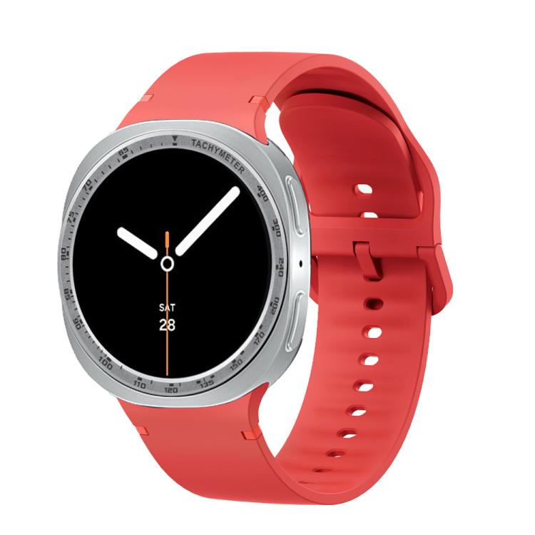 For Samsung Galaxy Watch8 44mm Speed Bezel and Solid Color Stitched Silicone Watch Band(Red Silver) - free shipping - PMC TechLife - Order now!