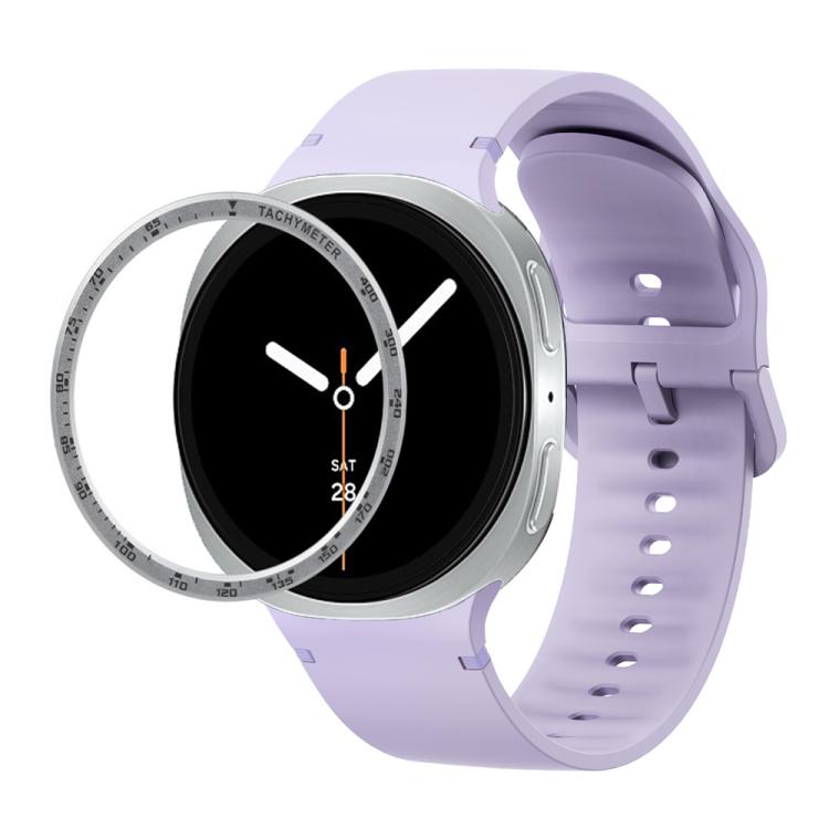 For Samsung Galaxy Watch8 44mm Speed Bezel and Solid Color Stitched Silicone Watch Band(Official Purple Silver) - free shipping - PMC TechLife - Order now!