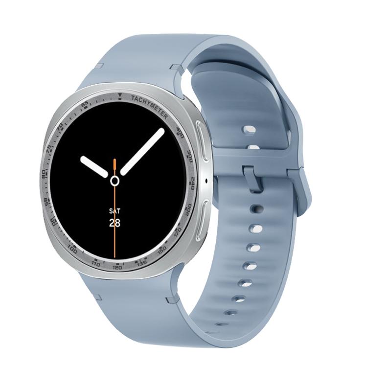 For Samsung Galaxy Watch8 44mm Speed Bezel and Solid Color Stitched Silicone Watch Band(Jewel Blue Silver) - free shipping - PMC TechLife - Order now!