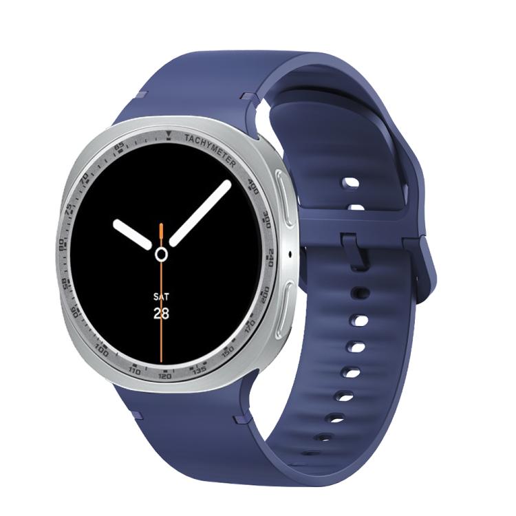 For Samsung Galaxy Watch8 44mm Speed Bezel and Solid Color Stitched Silicone Watch Band(Midnight Blue Silver) - free shipping - PMC TechLife - Order now!