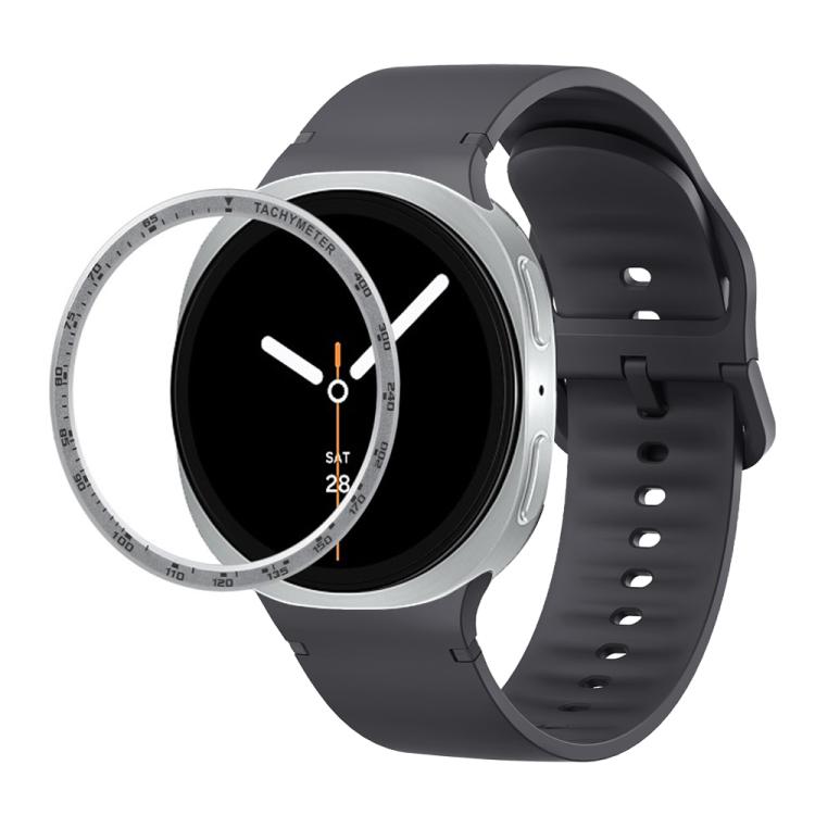 For Samsung Galaxy Watch8 44mm Speed Bezel and Solid Color Stitched Silicone Watch Band(Dark Gray Silver) - free shipping - PMC TechLife - Order now!