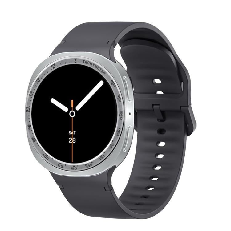 For Samsung Galaxy Watch8 44mm Speed Bezel and Solid Color Stitched Silicone Watch Band(Dark Gray Silver) - free shipping - PMC TechLife - Order now!