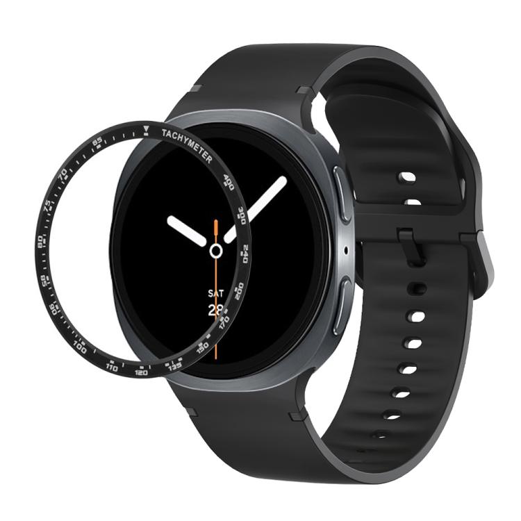 For Samsung Galaxy Watch8 44mm Speed Bezel and Solid Color Stitched Silicone Watch Band(Black Black) - free shipping - PMC TechLife - Order now!