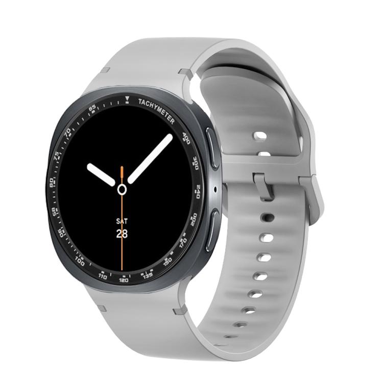 For Samsung Galaxy Watch8 44mm Speed Bezel and Solid Color Stitched Silicone Watch Band(Gray Black) - free shipping - PMC TechLife - Order now!