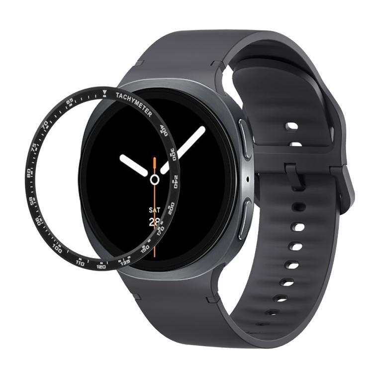 For Samsung Galaxy Watch8 44mm Speed Bezel and Solid Color Stitched Silicone Watch Band(Dark Gray Black) - free shipping - PMC TechLife - Order now!