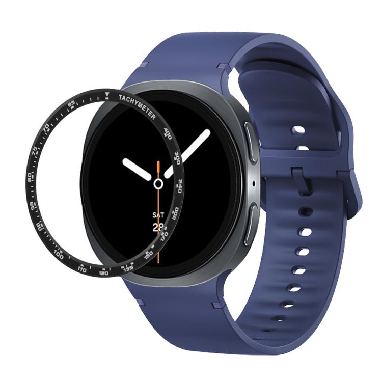 For Samsung Galaxy Watch8 44mm Speed Bezel and Solid Color Stitched Silicone Watch Band(Midnight Blue Black) - free shipping - PMC TechLife - Order now!
