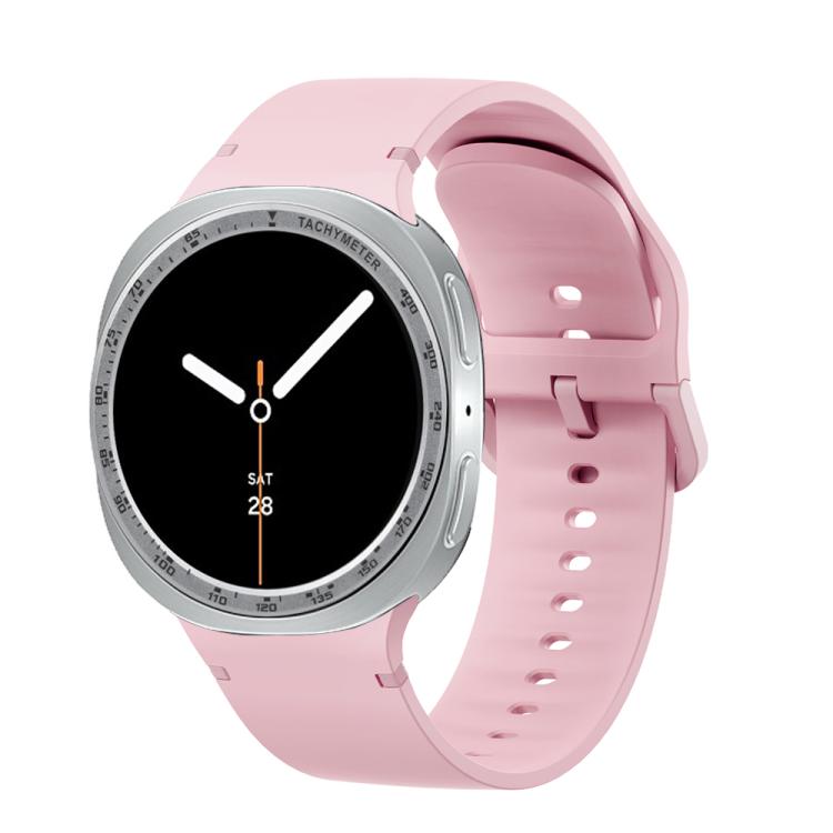 For Samsung Galaxy Watch8 40mm Speed Bezel and Solid Color Stitched Silicone Watch Band(Light Pink Silver) - free shipping - PMC TechLife - Order now!