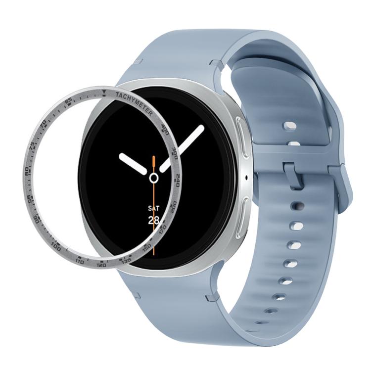 For Samsung Galaxy Watch8 40mm Speed Bezel and Solid Color Stitched Silicone Watch Band(Jewel Blue Silver) - free shipping - PMC TechLife - Order now!