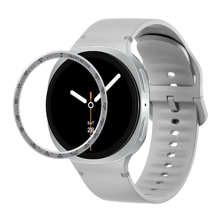 For Samsung Galaxy Watch8 40mm Speed Bezel and Solid Color Stitched Silicone Watch Band(Gray Silver) - free shipping - PMC TechLife - Order now!