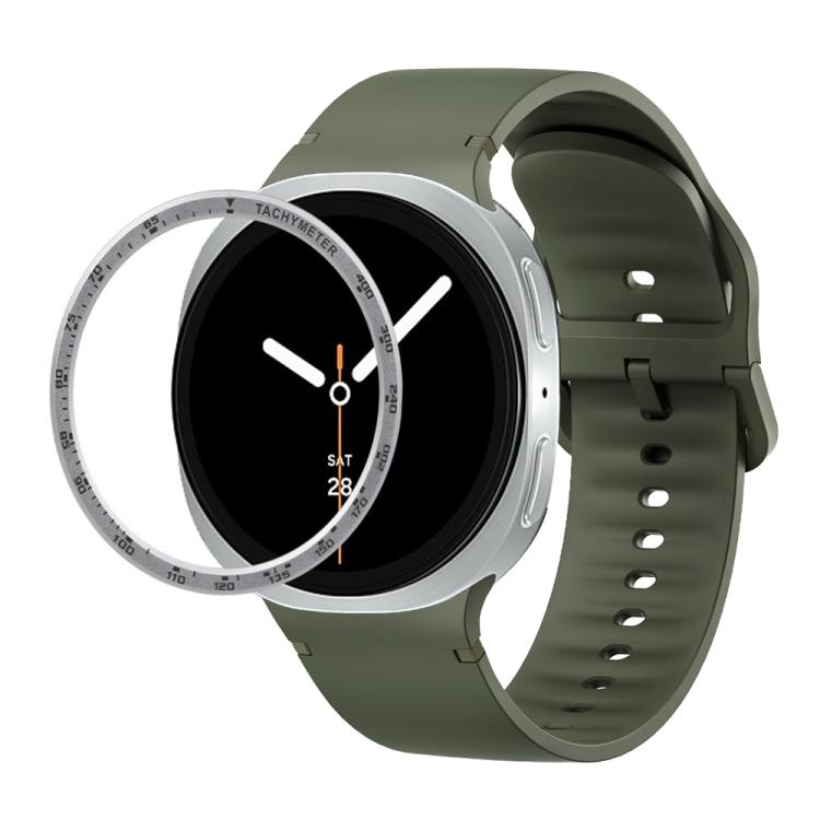 For Samsung Galaxy Watch8 40mm Speed Bezel and Solid Color Stitched Silicone Watch Band(Army Green Silver) - free shipping - PMC TechLife - Order now!