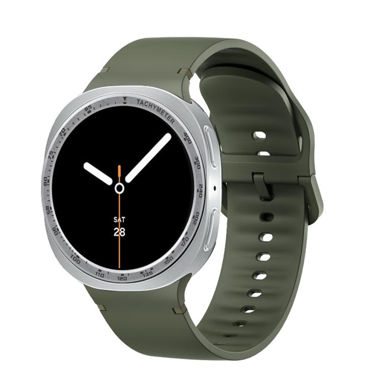 For Samsung Galaxy Watch8 40mm Speed Bezel and Solid Color Stitched Silicone Watch Band(Army Green Silver) - free shipping - PMC TechLife - Order now!