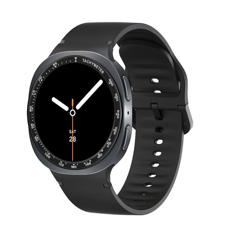 For Samsung Galaxy Watch8 40mm Speed Bezel and Solid Color Stitched Silicone Watch Band(Black Black) - free shipping - PMC TechLife - Order now!