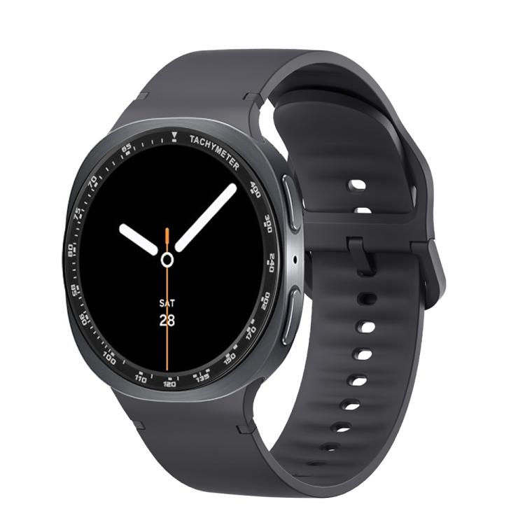 For Samsung Galaxy Watch8 40mm Speed Bezel and Solid Color Stitched Silicone Watch Band(Dark Gray Black) - free shipping - PMC TechLife - Order now!
