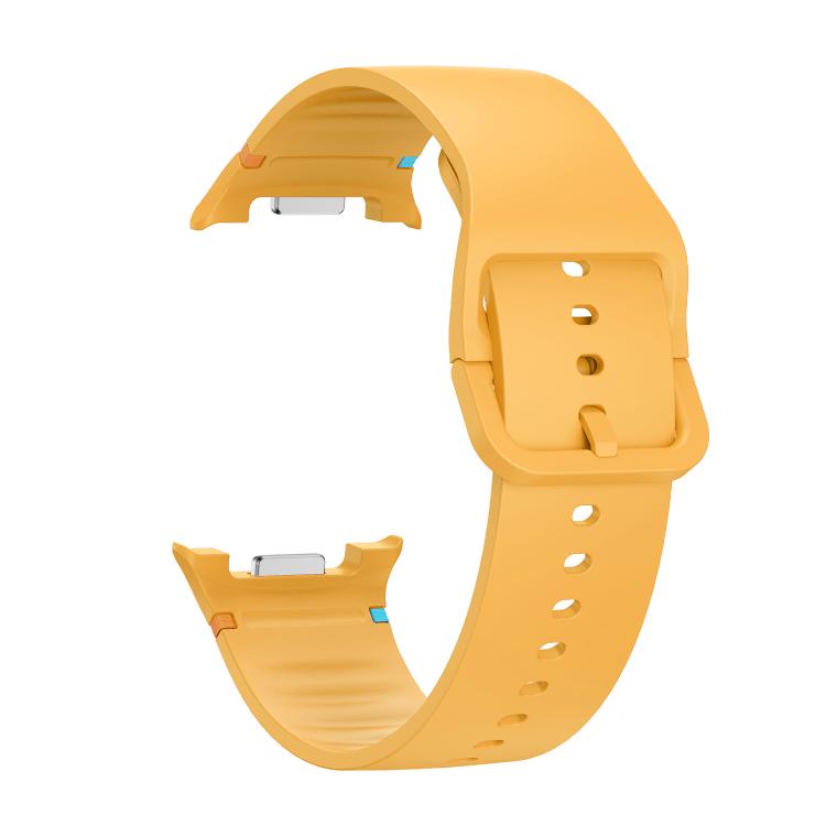 For Samsung Galaxy Watch8 40mm Diamond Bezel and Solid Color Stitched Silicone Watch Band(Official Yellow Silver) - free shipping - PMC TechLife - Order now!