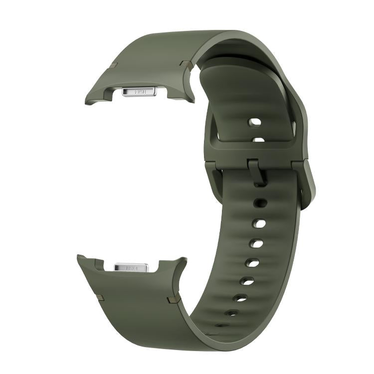 For Samsung Galaxy Watch8 40mm Diamond Bezel and Solid Color Stitched Silicone Watch Band(Army Green Silver) - free shipping - PMC TechLife - Order now!