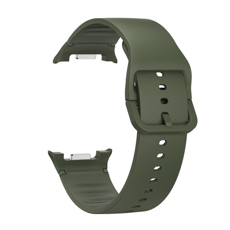 For Samsung Galaxy Watch8 40mm Diamond Bezel and Solid Color Stitched Silicone Watch Band(Army Green Silver) - free shipping - PMC TechLife - Order now!