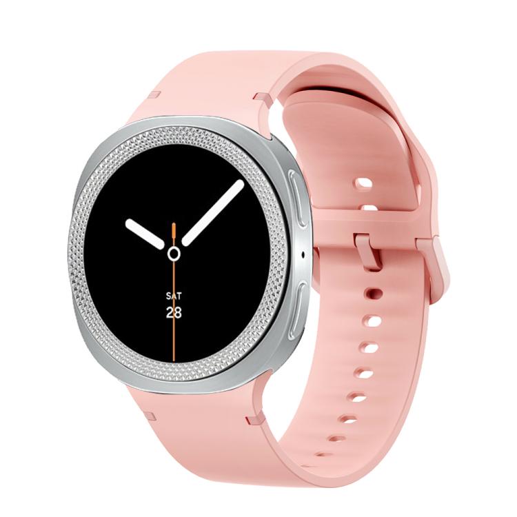 For Samsung Galaxy Watch8 44mm Rhombic Texture Bezel and Solid Color Stitched Silicone Watch Band(Pink Silver) - free shipping - PMC TechLife - Order now!