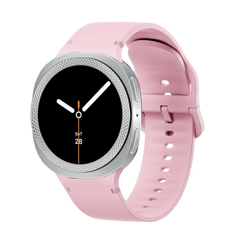For Samsung Galaxy Watch8 44mm Rhombic Texture Bezel and Solid Color Stitched Silicone Watch Band(Light Pink Silver) - free shipping - PMC TechLife - Order now!