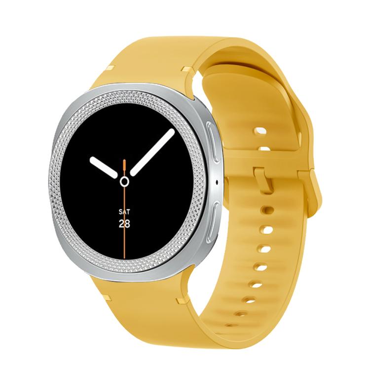 For Samsung Galaxy Watch8 44mm Rhombic Texture Bezel and Solid Color Stitched Silicone Watch Band(Official Yellow Silver) - free shipping - PMC TechLife - Order now!