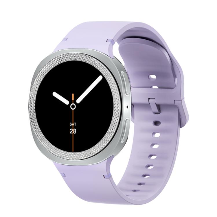 For Samsung Galaxy Watch8 44mm Rhombic Texture Bezel and Solid Color Stitched Silicone Watch Band(Official Purple Silver) - free shipping - PMC TechLife - Order now!