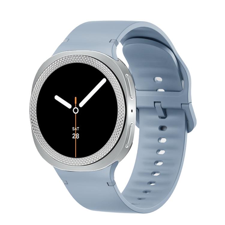 For Samsung Galaxy Watch8 44mm Rhombic Texture Bezel and Solid Color Stitched Silicone Watch Band(Jewel Blue Silver) - free shipping - PMC TechLife - Order now!