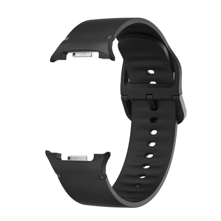 For Samsung Galaxy Watch8 44mm Rhombic Texture Bezel and Solid Color Stitched Silicone Watch Band(Black Black) - free shipping - PMC TechLife - Order now!