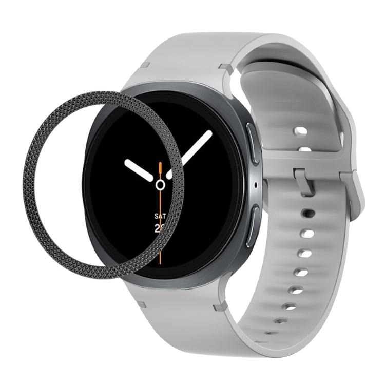 For Samsung Galaxy Watch8 44mm Rhombic Texture Bezel and Solid Color Stitched Silicone Watch Band(Gray Black) - free shipping - PMC TechLife - Order now!