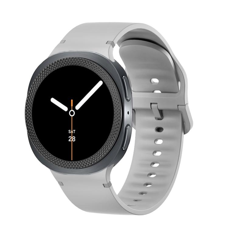 For Samsung Galaxy Watch8 44mm Rhombic Texture Bezel and Solid Color Stitched Silicone Watch Band(Gray Black) - free shipping - PMC TechLife - Order now!