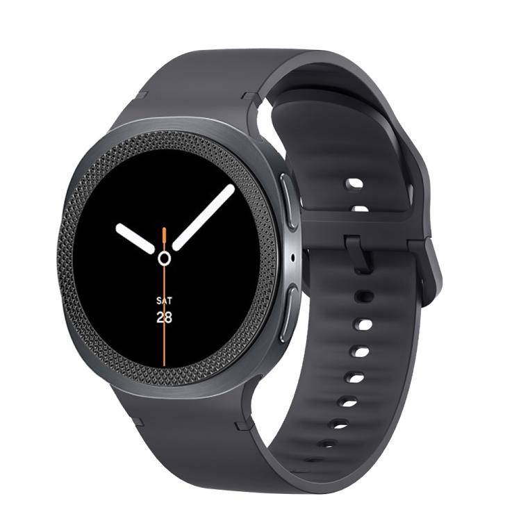 For Samsung Galaxy Watch8 44mm Rhombic Texture Bezel and Solid Color Stitched Silicone Watch Band(Dark Gray Black) - free shipping - PMC TechLife - Order now!