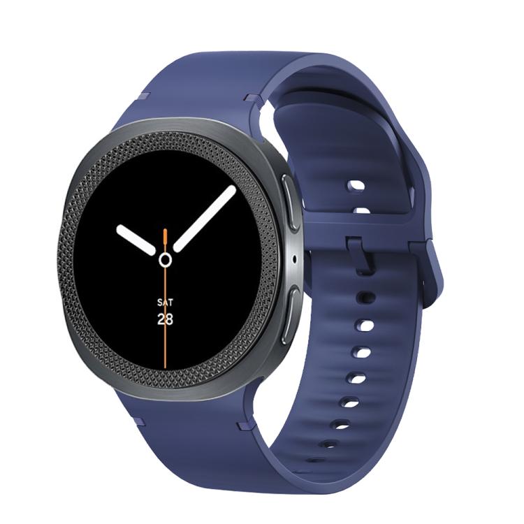 For Samsung Galaxy Watch8 44mm Rhombic Texture Bezel and Solid Color Stitched Silicone Watch Band(Midnight Blue Black) - free shipping - PMC TechLife - Order now!