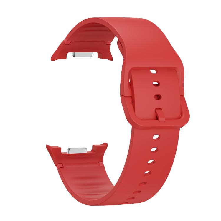 For Samsung Galaxy Watch8 40mm Rhombic Texture Bezel and Solid Color Stitched Silicone Watch Band(Red Silver) - free shipping - PMC TechLife - Order now!