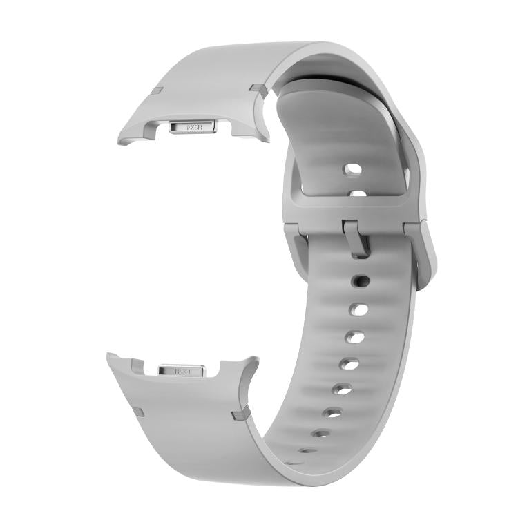 For Samsung Galaxy Watch8 40mm Rhombic Texture Bezel and Solid Color Stitched Silicone Watch Band(Gray Silver) - free shipping - PMC TechLife - Order now!