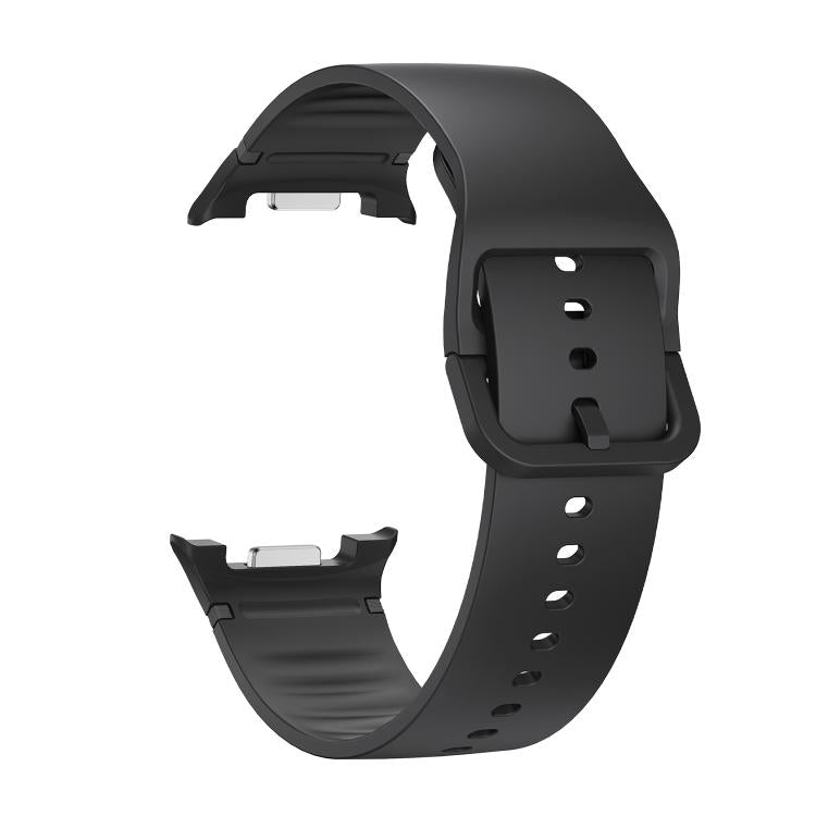 For Samsung Galaxy Watch8 40mm Rhombic Texture Bezel and Solid Color Stitched Silicone Watch Band(Black Silver) - free shipping - PMC TechLife - Order now!