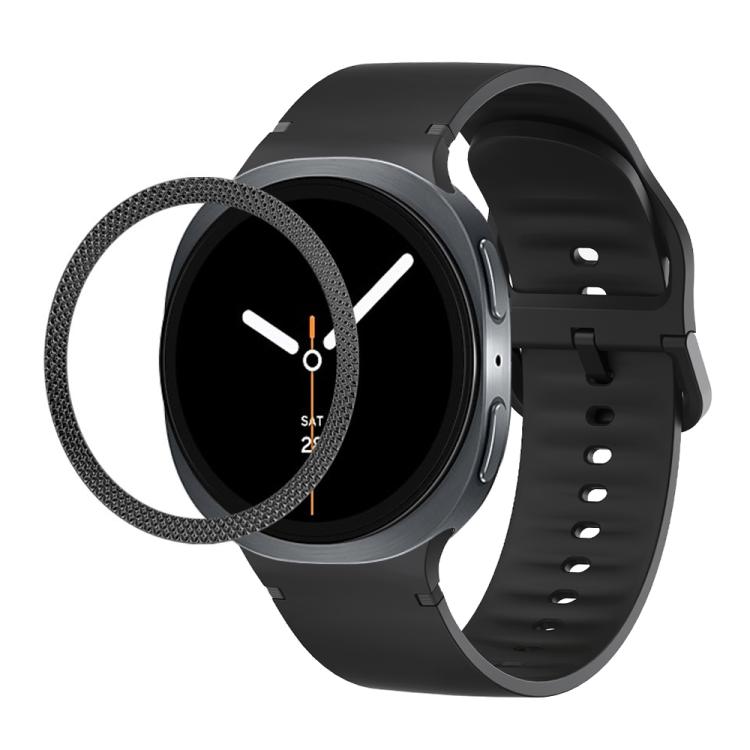 For Samsung Galaxy Watch8 40mm Rhombic Texture Bezel and Solid Color Stitched Silicone Watch Band(Black Black) - free shipping - PMC TechLife - Order now!