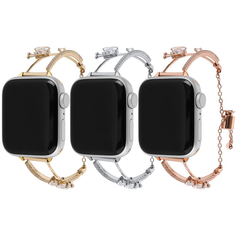 For Apple Watch 46mm / 49mm / 45mm / 44mm Copper-Inlaid Butterfly Zircon Bracelet Watch Band(Rose Gold) - free shipping - PMC TechLife - Order now!