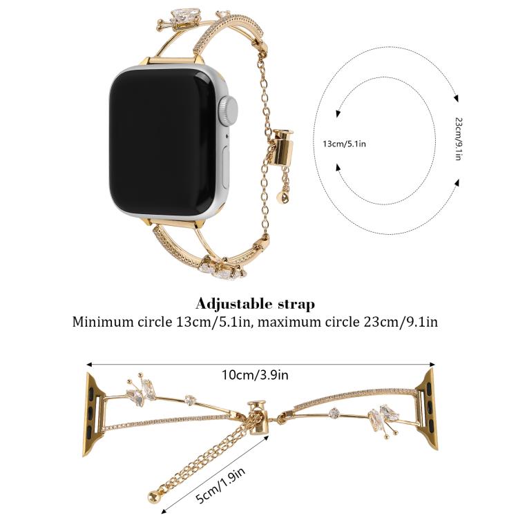 For Apple Watch 42mm / 41mm / 40mm / 38mm Copper-Inlaid Butterfly Zircon Bracelet Watch Band(Rose Gold) - free shipping - PMC TechLife - Order now!