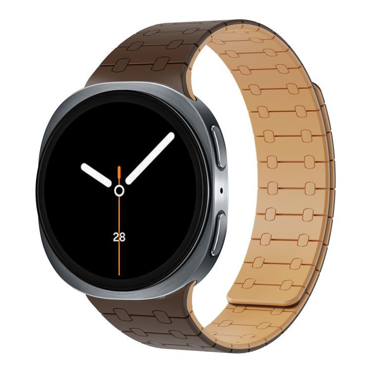 For Samsung Galaxy Watch8 / Watch8 Classic Integrated Magnetic Silicone Watch Band(Dark Brown+Light Brown) - free shipping - PMC TechLife - Order now!