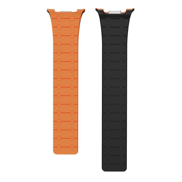 For Samsung Galaxy Watch8 / Watch8 Classic Integrated Magnetic Silicone Watch Band(Orange+Black) - free shipping - PMC TechLife - Order now!