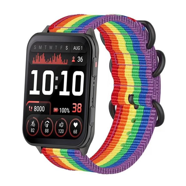 For Garmin Venu X1 Ring Buckle Nylon Canvas Watch Band(Rainbow) - free shipping - PMC TechLife - Order now!