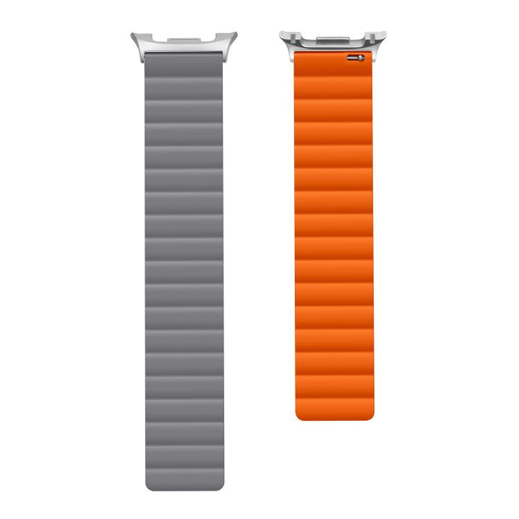 For Samsung Galaxy Watch8 / Watch8 Classic Magnetic Silicone Watch Band(Gray+Orange) - free shipping - PMC TechLife - Order now!